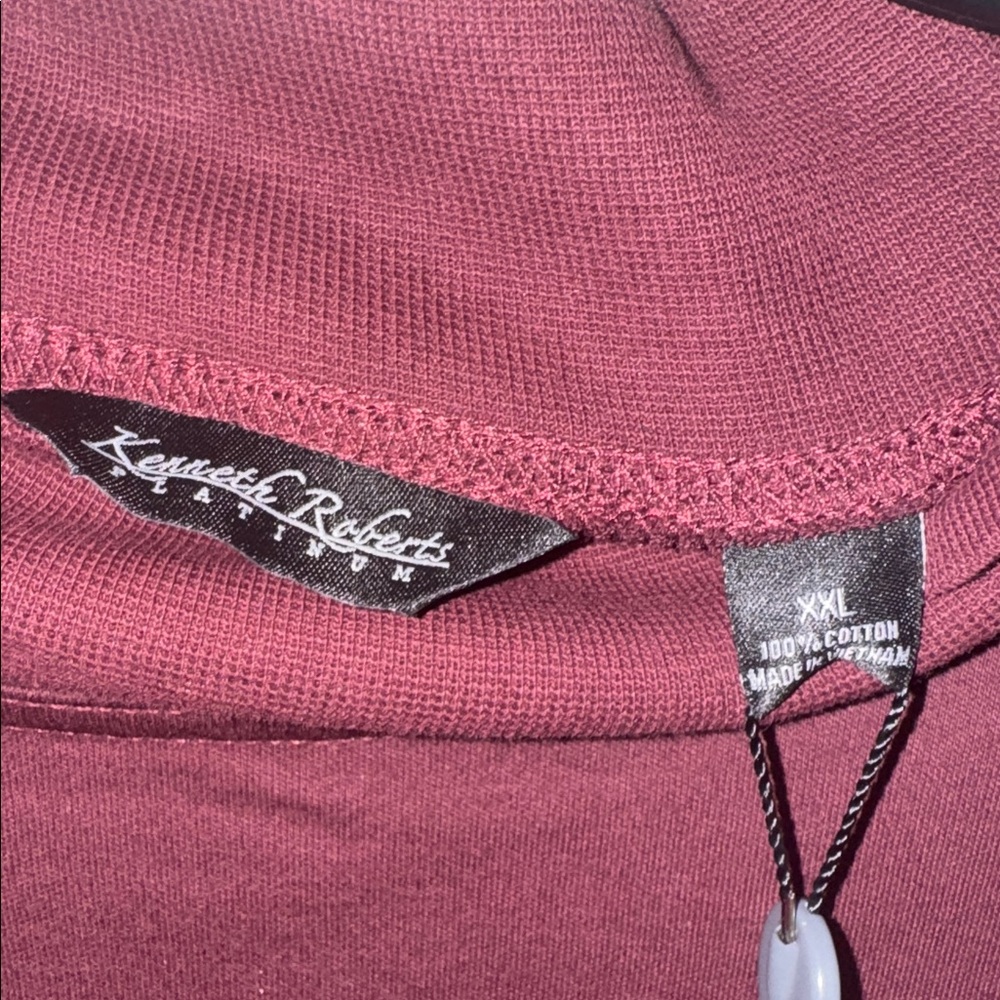 Kenneth Roberts Men’s NWT Size XXL Classic Mock Neck Burgundy Long Sleeve Tee. - Picture 2 of 4